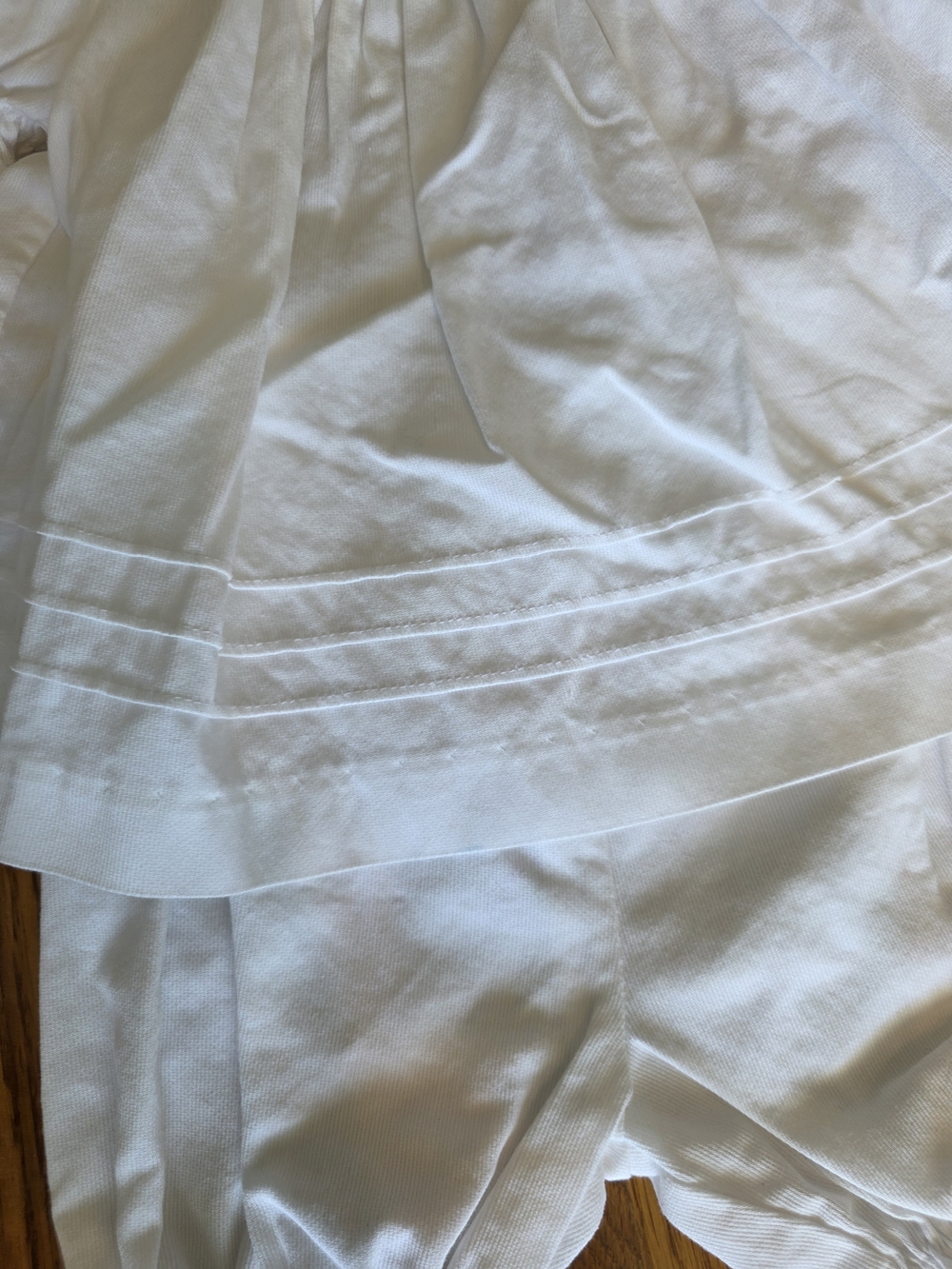 White Smocked Baby Dress with Bloomers - Picture 4 of 10